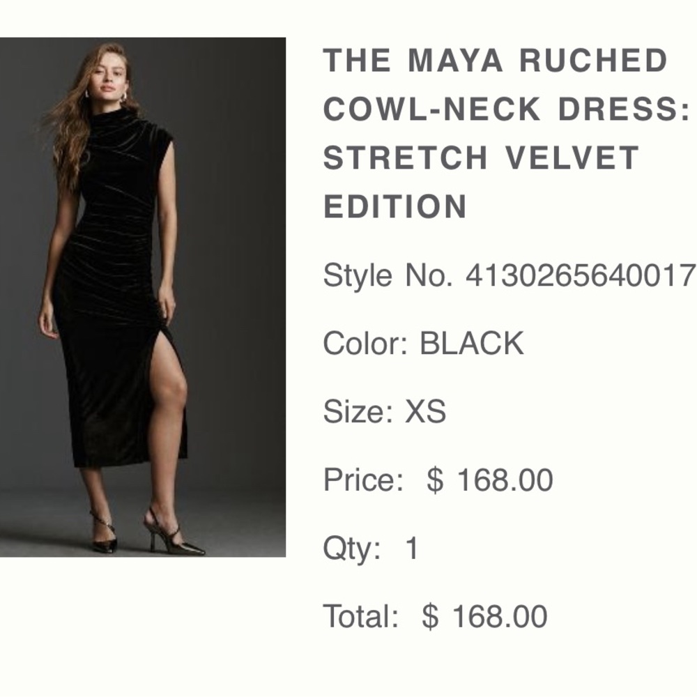 Women’s Anthropologie black velvet dress